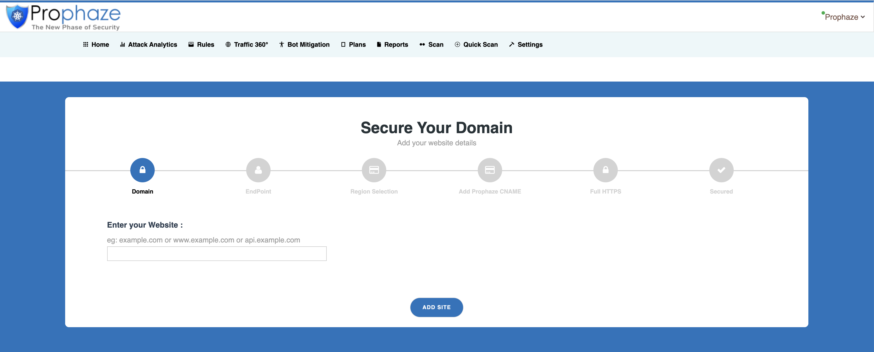 Enter Your Website - Prophaze WAF
