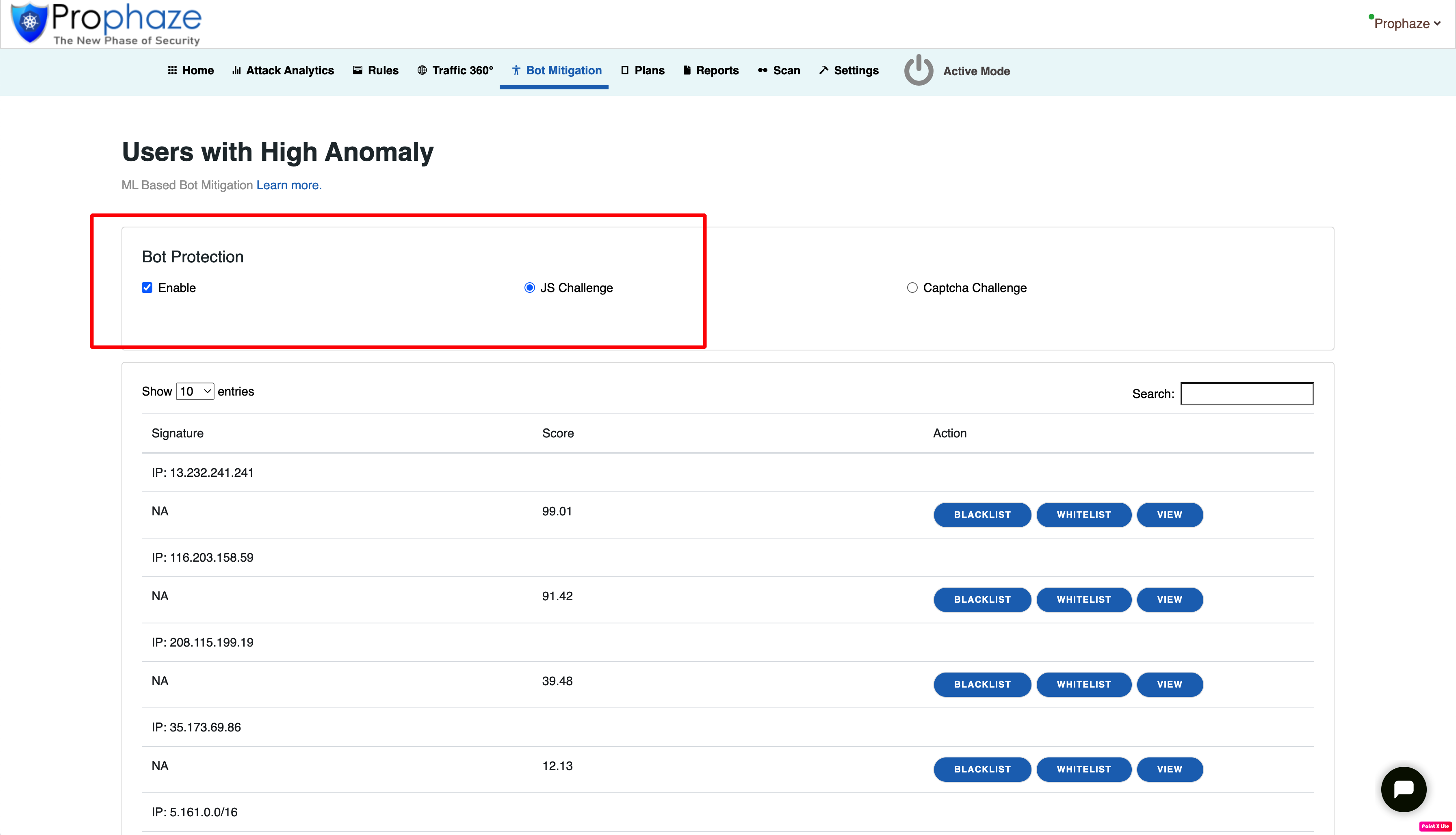 Bot Protection - Prophaze WAF