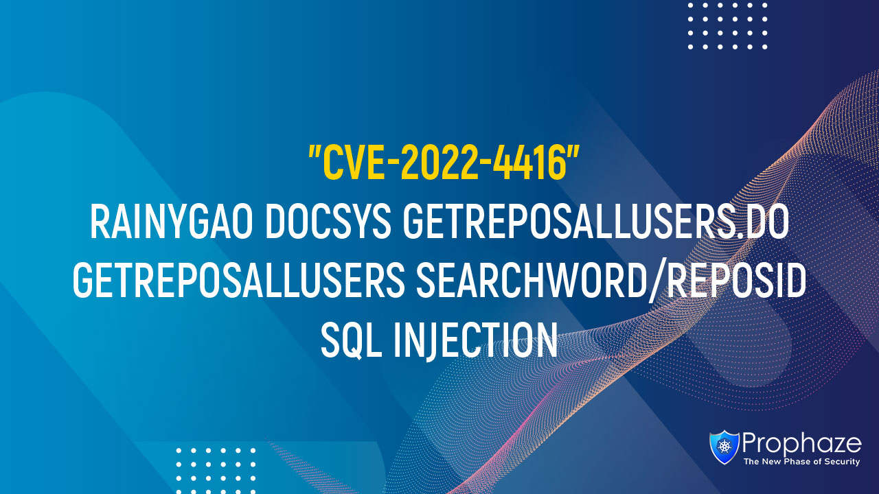 CVE-2022-4416 : RAINYGAO DOCSYS GETREPOSALLUSERS.DO GETREPOSALLUSERS SEARCHWORD/REPOSID SQL INJECTION