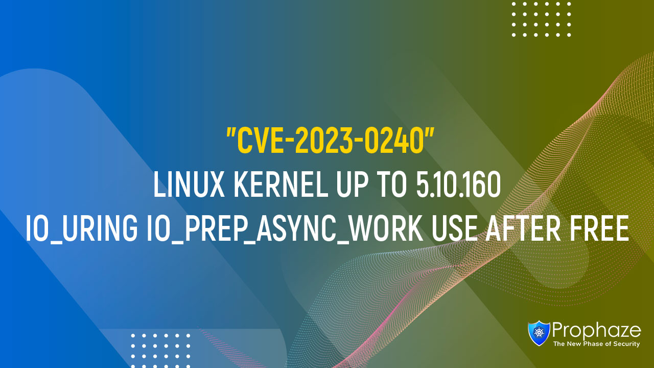 CVE-2023-0240 : LINUX KERNEL UP TO 5.10.160 IO_URING IO_PREP_ASYNC_WORK USE AFTER FREE
