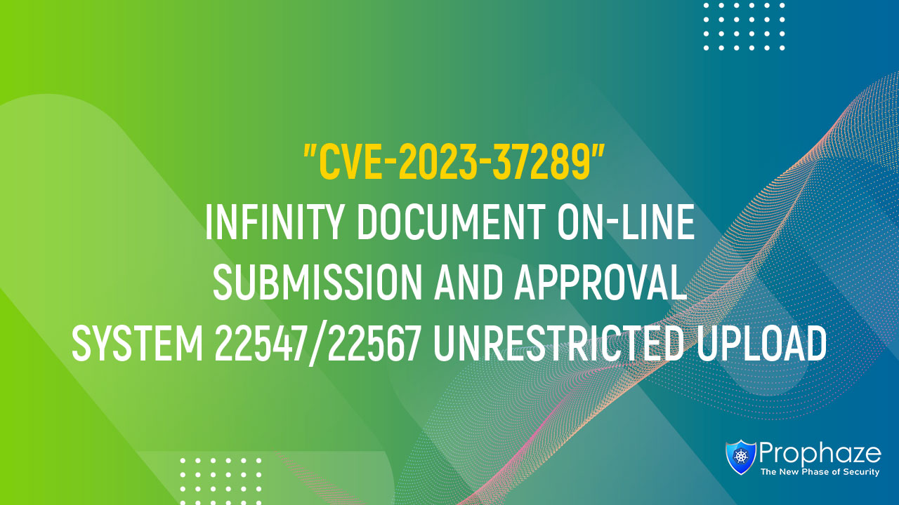CVE-2023-37289 : INFINITY DOCUMENT ON-LINE SUBMISSION AND APPROVAL SYSTEM 22547/22567 UNRESTRICTED UPLOAD