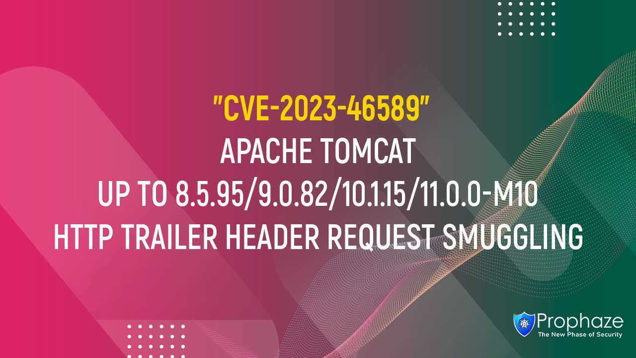 CVE-2023-46589 : APACHE TOMCAT UP TO 8.5.95/9.0.82/10.1.15/11.0.0-M10 HTTP TRAILER HEADER REQUEST SMUGGLING