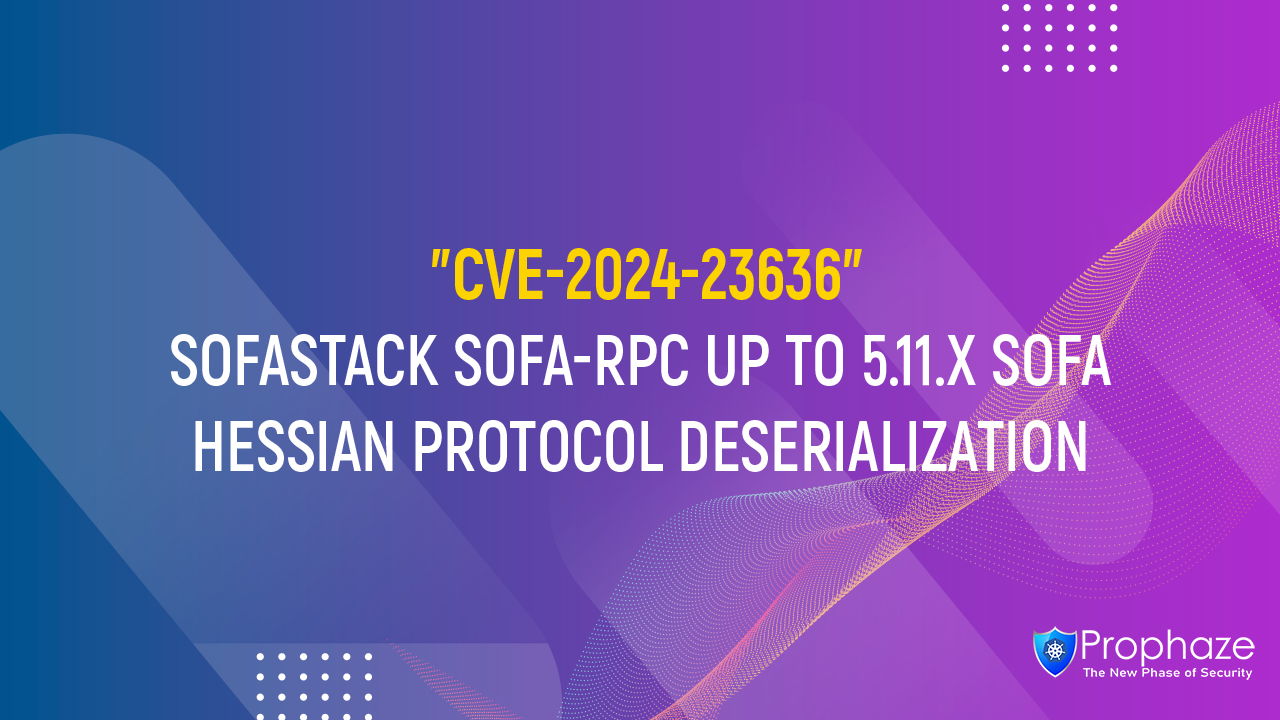 CVE-2024-23636 : SOFASTACK SOFA-RPC UP TO 5.11.X SOFA HESSIAN PROTOCOL DESERIALIZATION