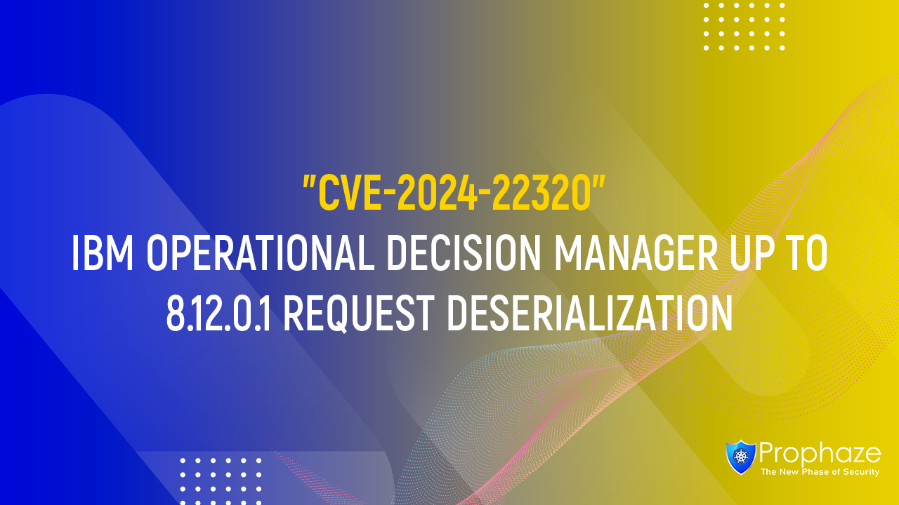 CVE-2024-22320 : IBM OPERATIONAL DECISION MANAGER UP TO 8.12.0.1 REQUEST DESERIALIZATION