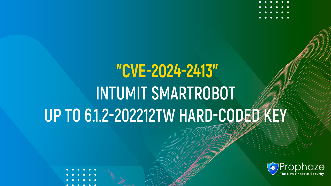 CVE 2024 2413 INTUMIT SMARTROBOT UP TO 6 1 2 202212TW HARD CODED KEY