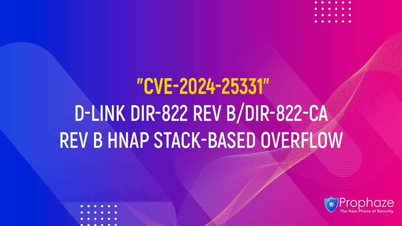 CVE-2024-25331 : D-LINK DIR-822 REV B/DIR-822-CA REV B HNAP STACK-BASED OVERFLOW
