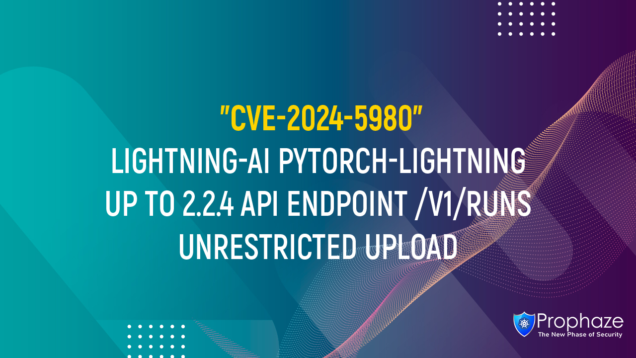 CVE-2024-5980 : LIGHTNING-AI PYTORCH-LIGHTNING UP TO 2.2.4 API ENDPOINT /V1/RUNS UNRESTRICTED UPLOAD