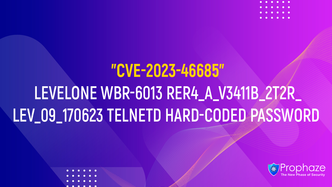 CVE-2023-46685 : LEVELONE WBR-6013 RER4_A_V3411B_2T2R_LEV_09_170623 TELNETD HARD-CODED PASSWORD