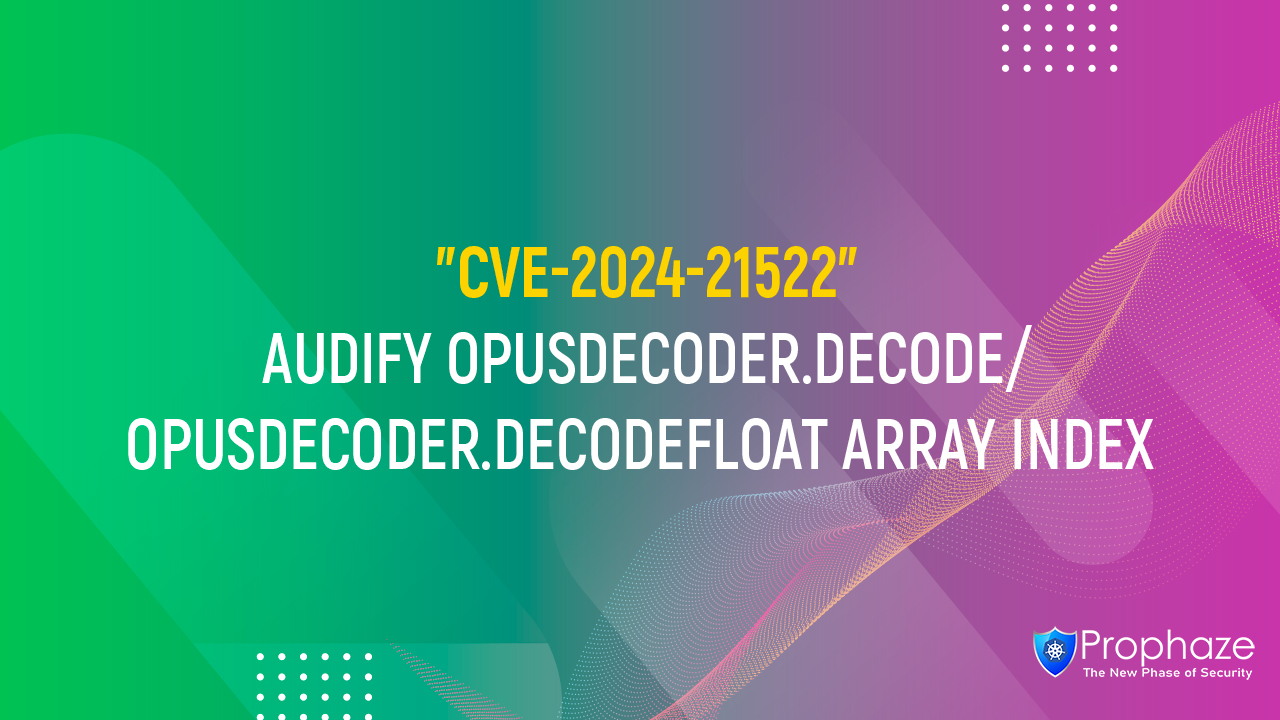 CVE-2024-21522 : AUDIFY OPUSDECODER.DECODE/OPUSDECODER.DECODEFLOAT ARRAY INDEX