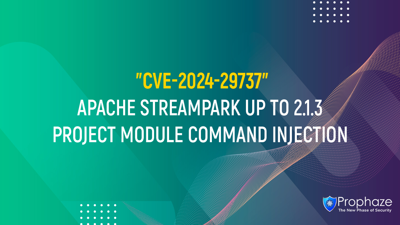 CVE-2024-29737 : APACHE STREAMPARK UP TO 2.1.3 PROJECT MODULE COMMAND INJECTION