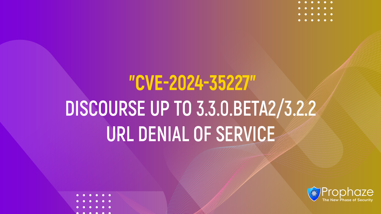 CVE-2024-35227 : DISCOURSE UP TO 3.3.0.BETA2/3.2.2 URL DENIAL OF SERVICE