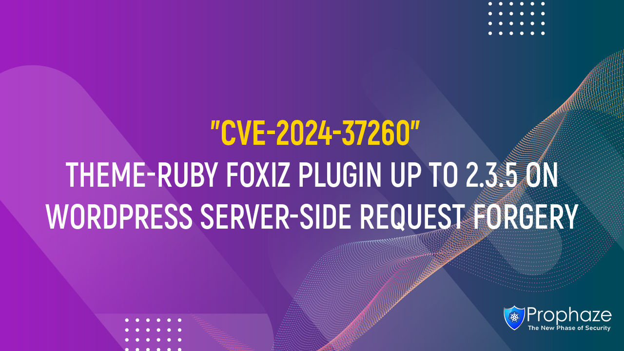 CVE-2024-37260 : THEME-RUBY FOXIZ PLUGIN UP TO 2.3.5 ON WORDPRESS SERVER-SIDE REQUEST FORGERY
