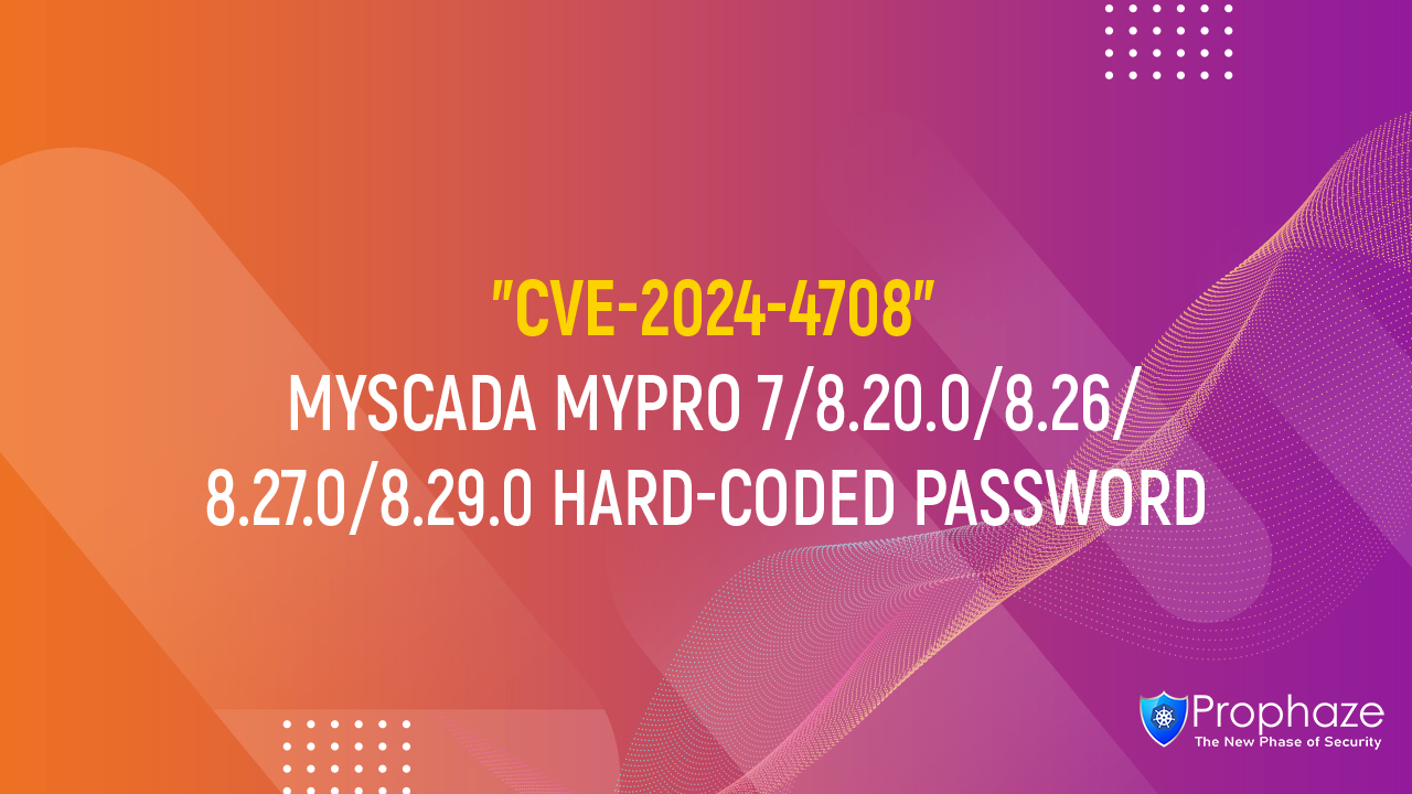 CVE-2024-4708 : MYSCADA MYPRO 7/8.20.0/8.26/8.27.0/8.29.0 HARD-CODED PASSWORD