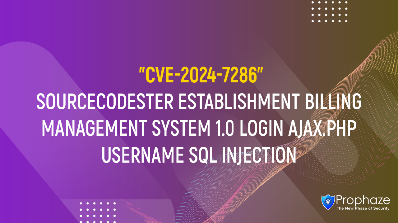 CVE-2024-7286 : SOURCECODESTER ESTABLISHMENT BILLING MANAGEMENT SYSTEM 1.0 LOGIN AJAX.PHP USERNAME SQL INJECTION