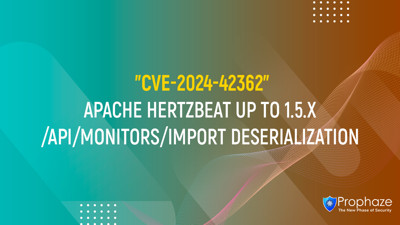 CVE-2024-42362 : APACHE HERTZBEAT UP TO 1.5.X /API/MONITORS/IMPORT DESERIALIZATION