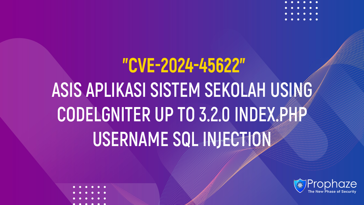 CVE-2024-45622 : ASIS APLIKASI SISTEM SEKOLAH USING CODELGNITER UP TO 3.2.0 INDEX.PHP USERNAME SQL INJECTION