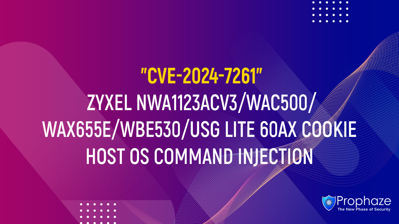 CVE-2024-7261 : ZYXEL NWA1123ACV3/WAC500/WAX655E/WBE530/USG LITE 60AX COOKIE HOST OS COMMAND INJECTION